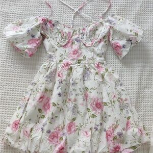 Forever 21 White Floral Puff-Sleeve